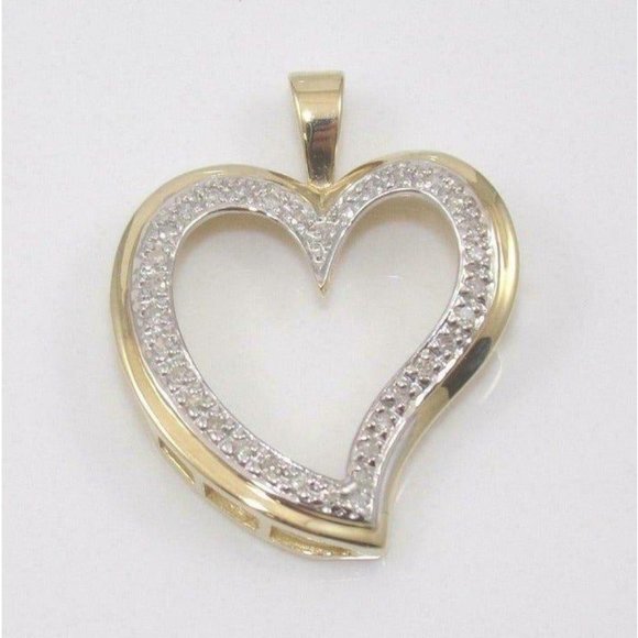 Solid 14K Yellow Gold 0.25 TCW Diamond Heart Pendant